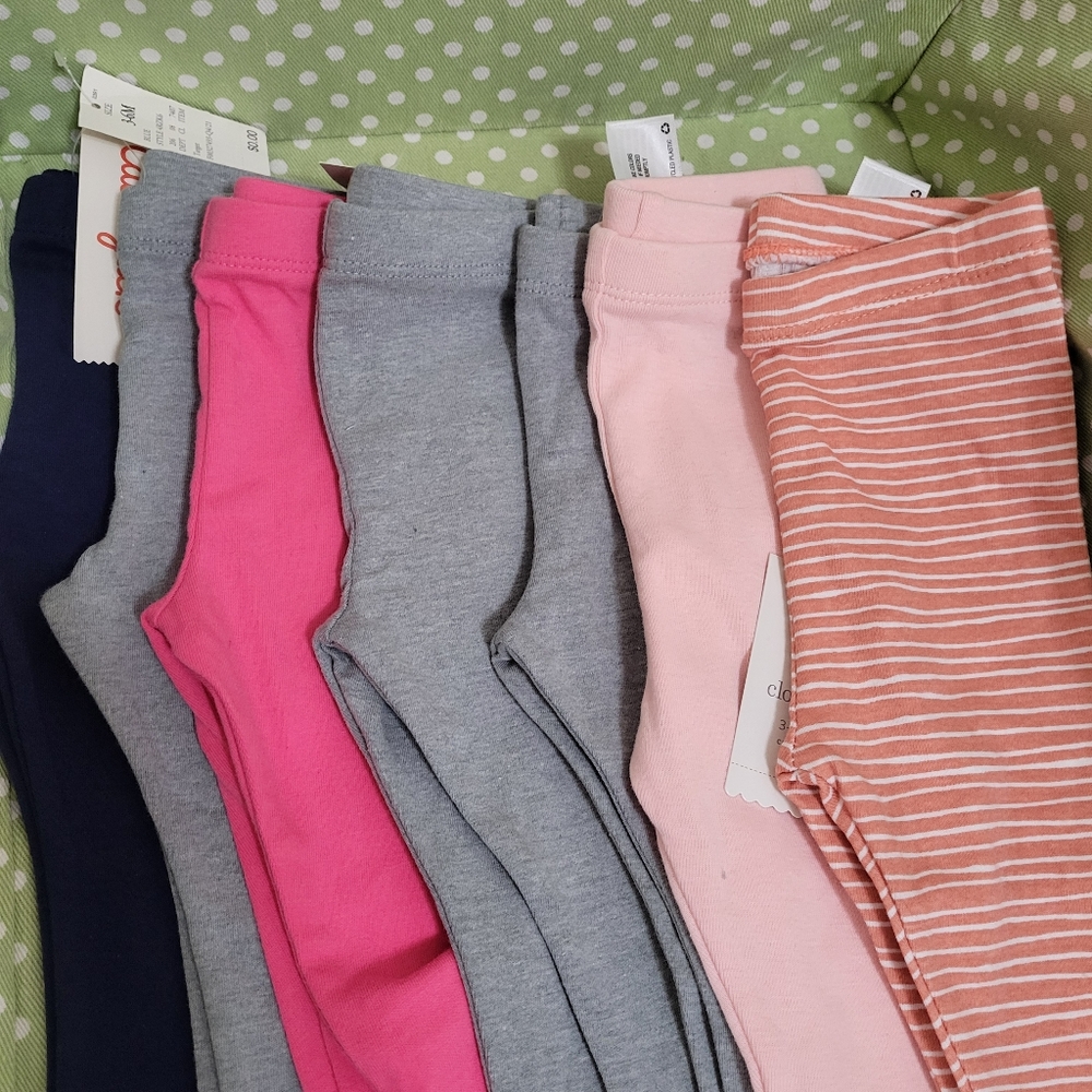 Lot of 7 new baby girl pants